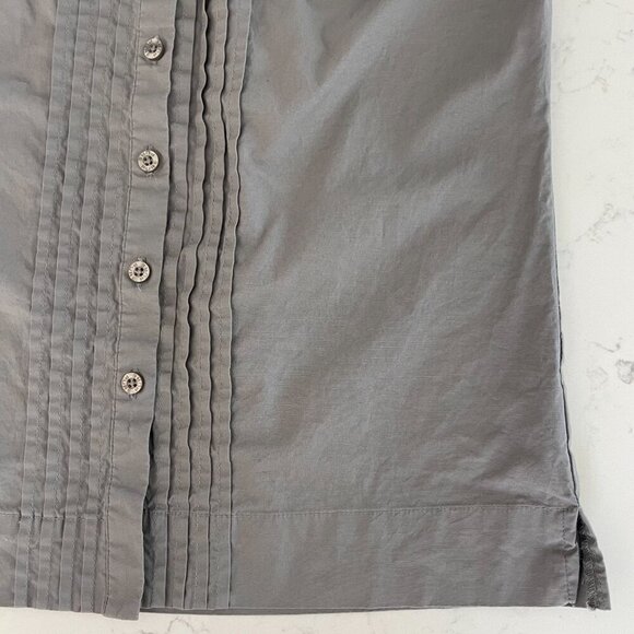 Pure Alfred Sung Sleeveless Button Down Pleat Detailed Cotton Blouse Grey Sz S - Picture 5 of 10